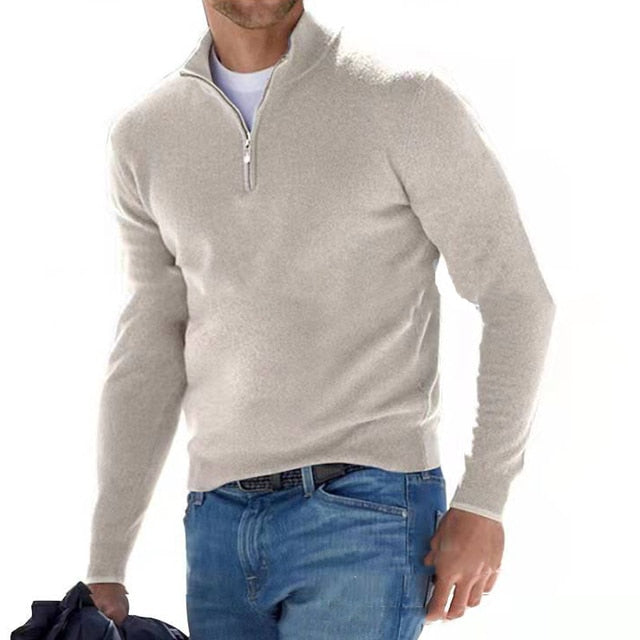 Elarova | Merino VAusschnitt Pullover mit Reißverschluss