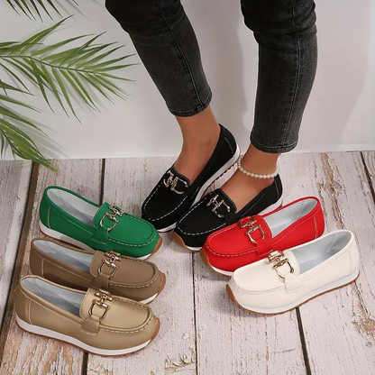 Elarova | Metallische Schnalle Slip On Wanderschuhe Damenschuhe