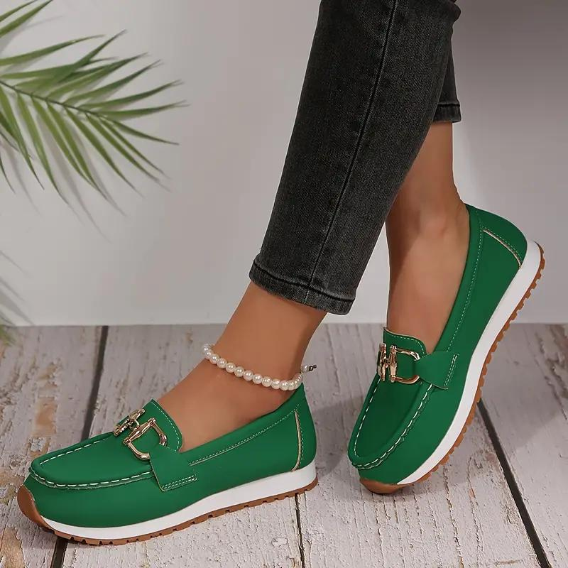 Elarova | Metallische Schnalle Slip On Wanderschuhe Damenschuhe