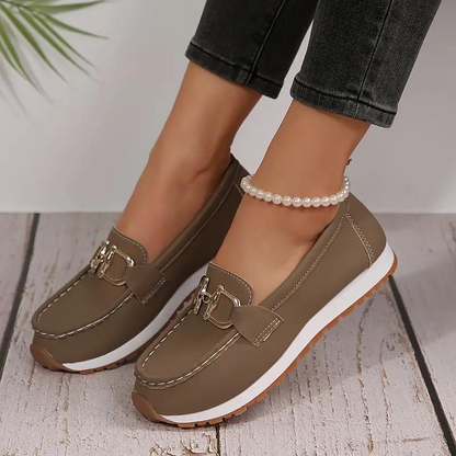 Elarova | Metallische Schnalle Slip On Wanderschuhe Damenschuhe