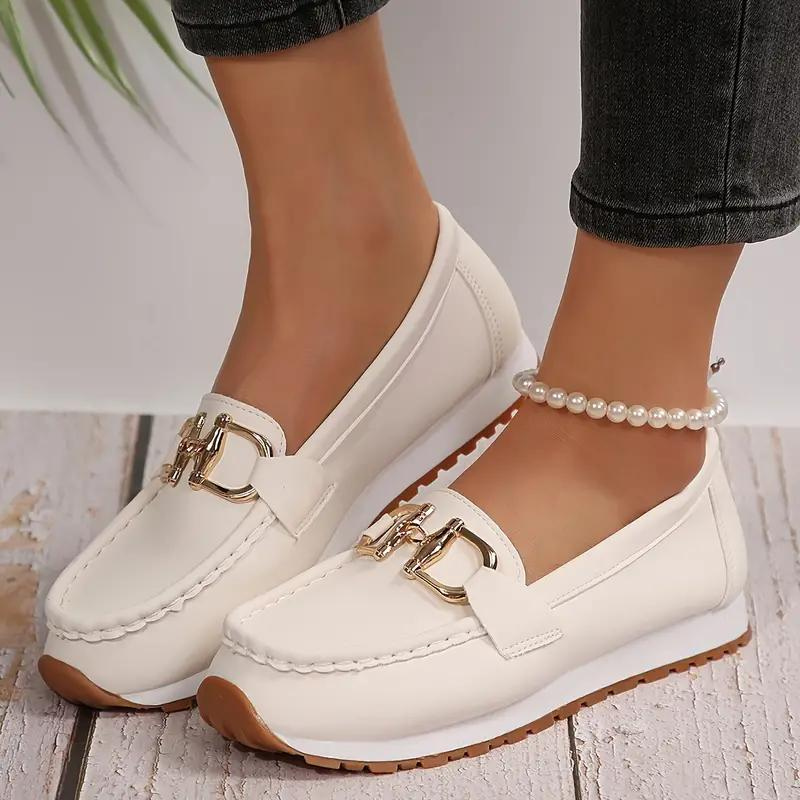 Elarova | Metallische Schnalle Slip On Wanderschuhe Damenschuhe