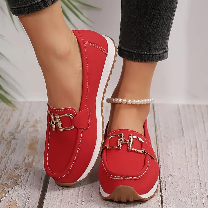 Elarova | Metallische Schnalle Slip On Wanderschuhe Damenschuhe