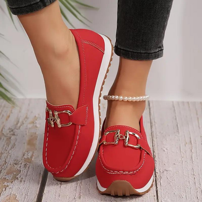 Elarova | Metallische Schnalle Slip On Wanderschuhe Damenschuhe