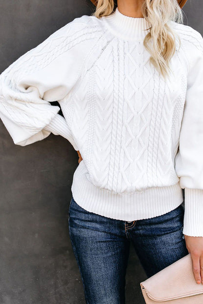 Elarova | MidHoch Neck Kabelstrick Pullover Sweater