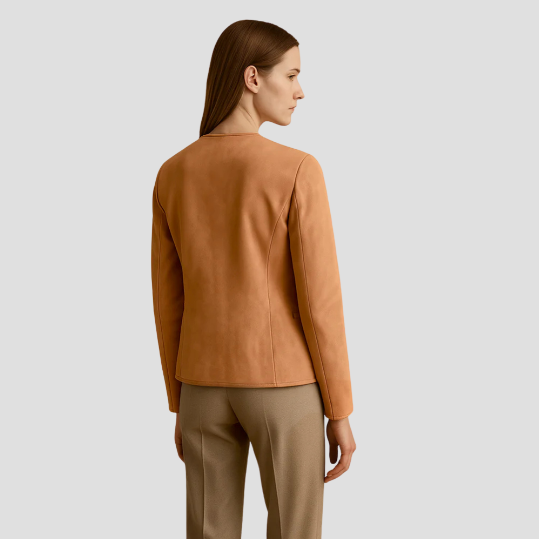 Elarova | Minimalistische DamenWildlederjacke mit Reißverschluss