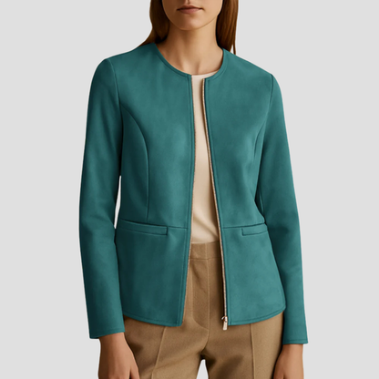 Elarova | Minimalistische DamenWildlederjacke mit Reißverschluss