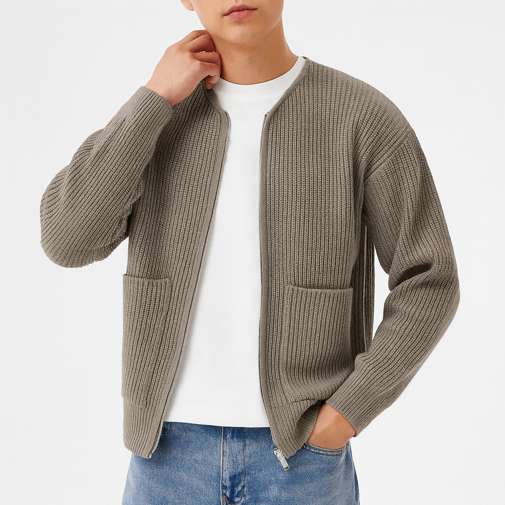 Elarova | Minimalistischer Cardigan mit Reißverschluss