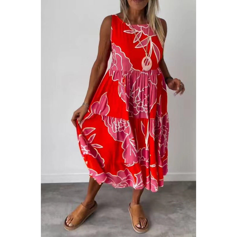 Elarova Modisches Trägerkleid mit Print
