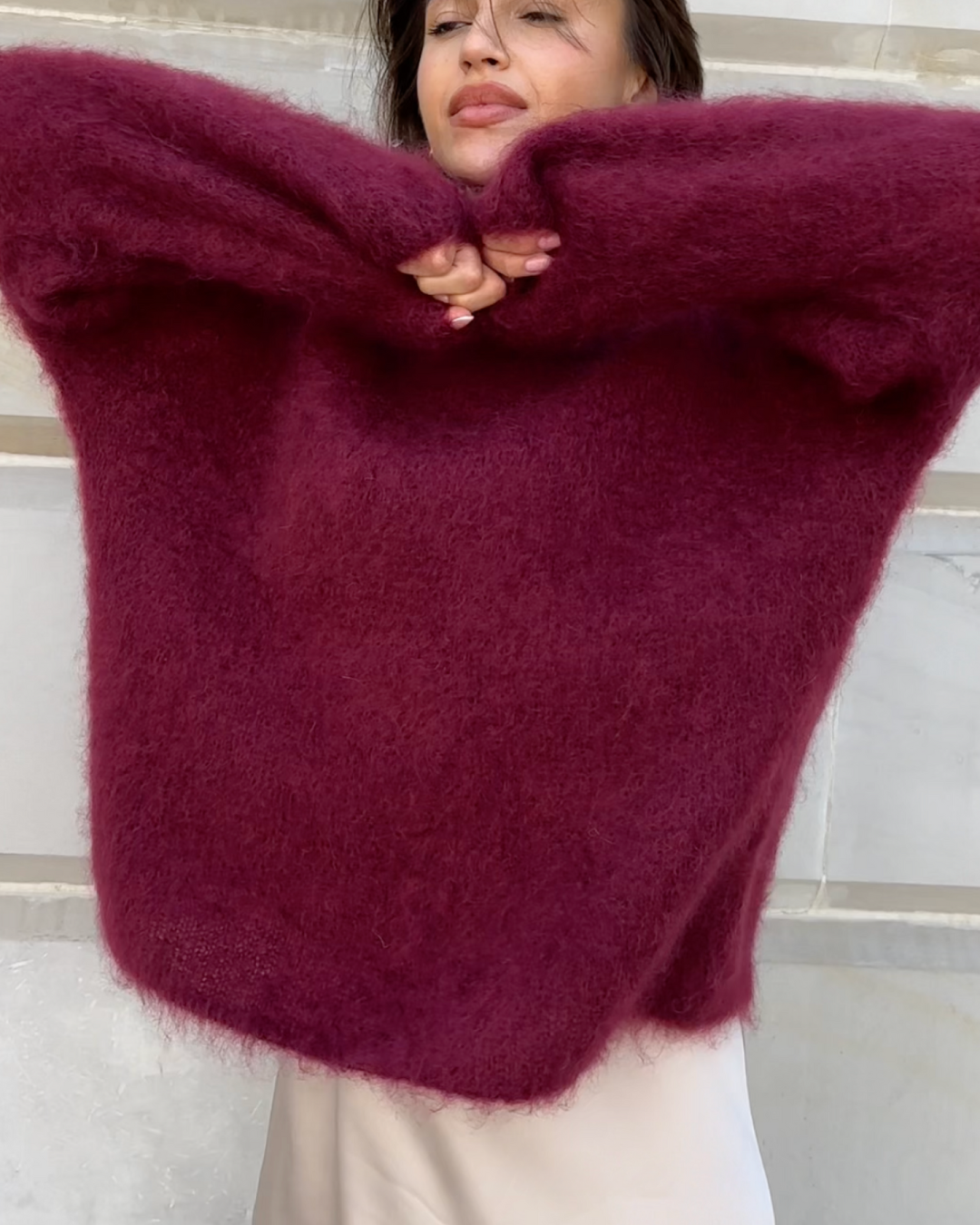 Elarova | Mohair Mischpullover mit Rundhalsausschnitt