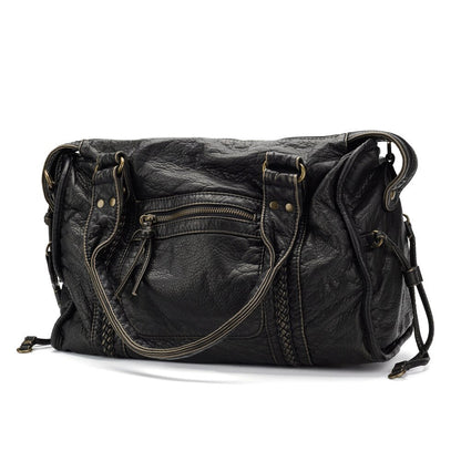 Elarova | Obsidian Luxus Schwarze Lederhandtasche