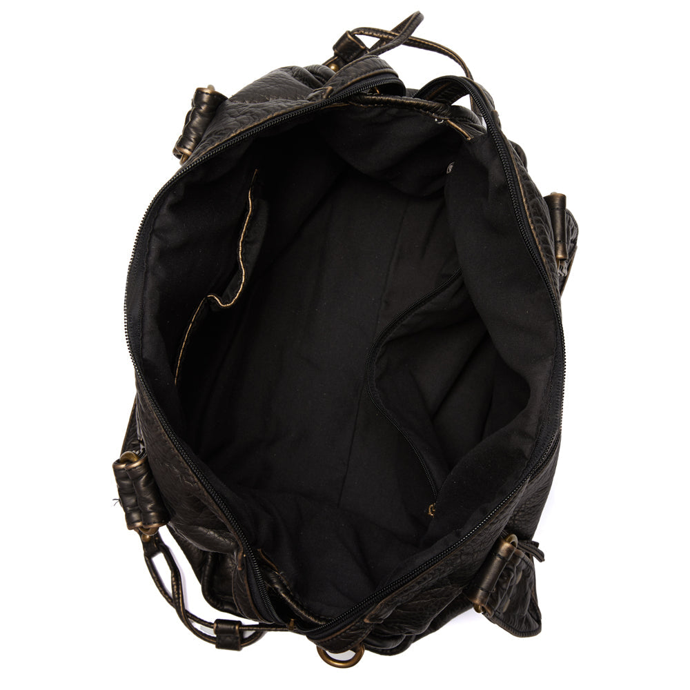 Elarova | Obsidian Luxus Schwarze Lederhandtasche