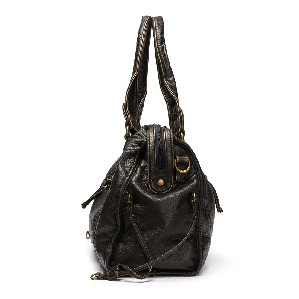 Elarova | Obsidian Luxus Schwarze Lederhandtasche