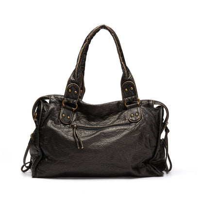 Elarova | Obsidian Luxus Schwarze Lederhandtasche