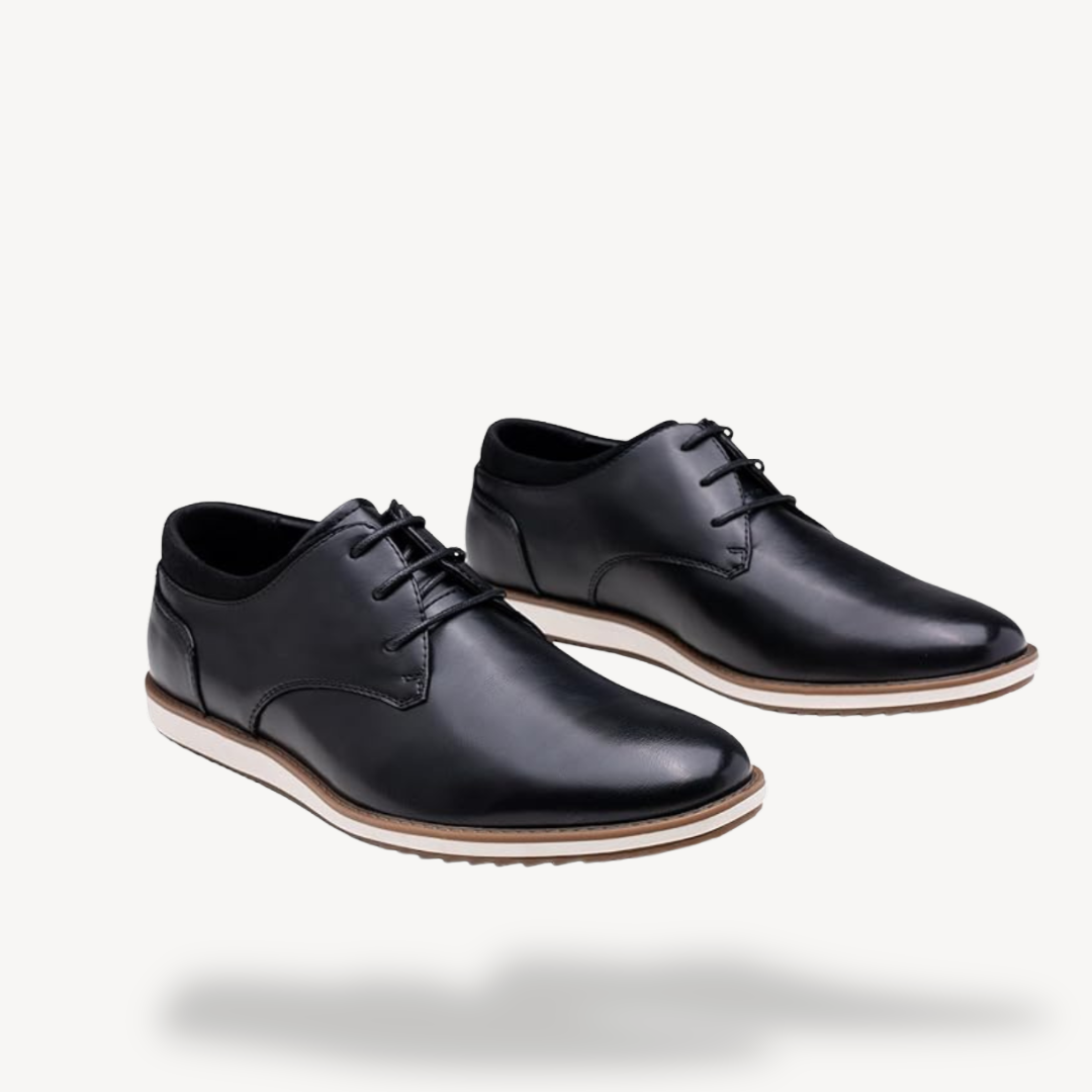 Elarova | Orthopädische Derby-Schuhe aus schwarzem Leder für Herren