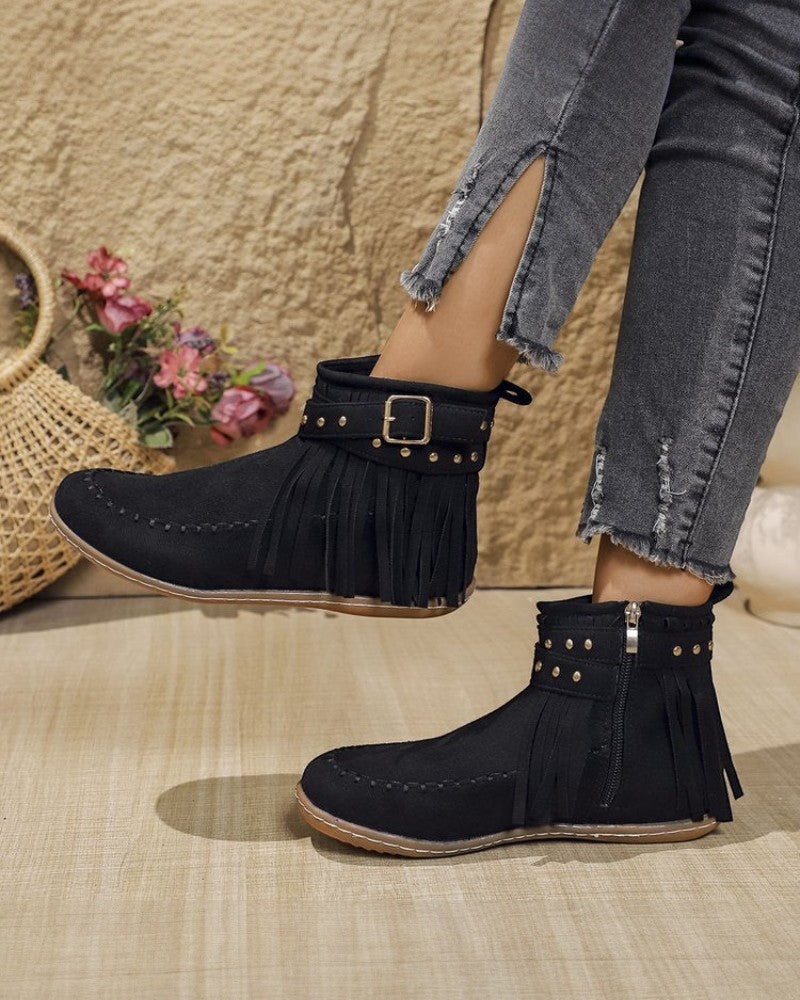 Elarova | Orthopädische Fransenstiefeletten für Damen