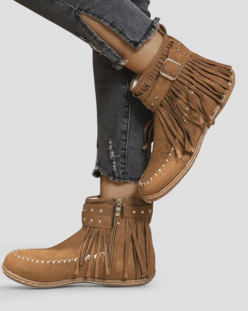 Elarova | Orthopädische Fransenstiefeletten für Damen
