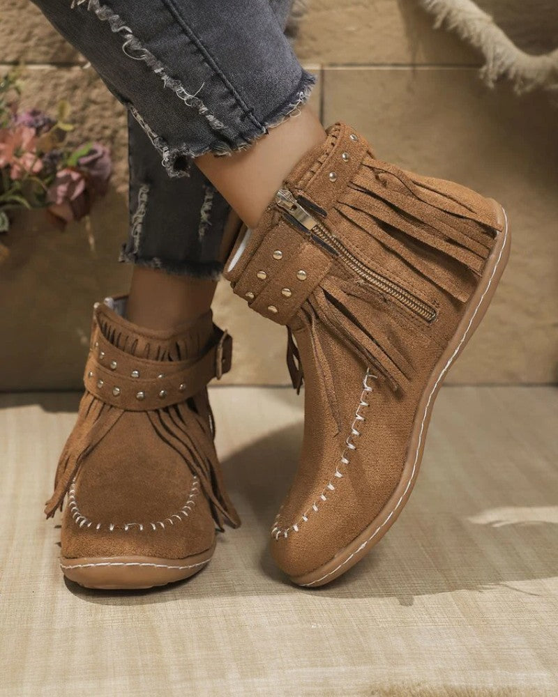 Elarova | Orthopädische Fransenstiefeletten für Damen