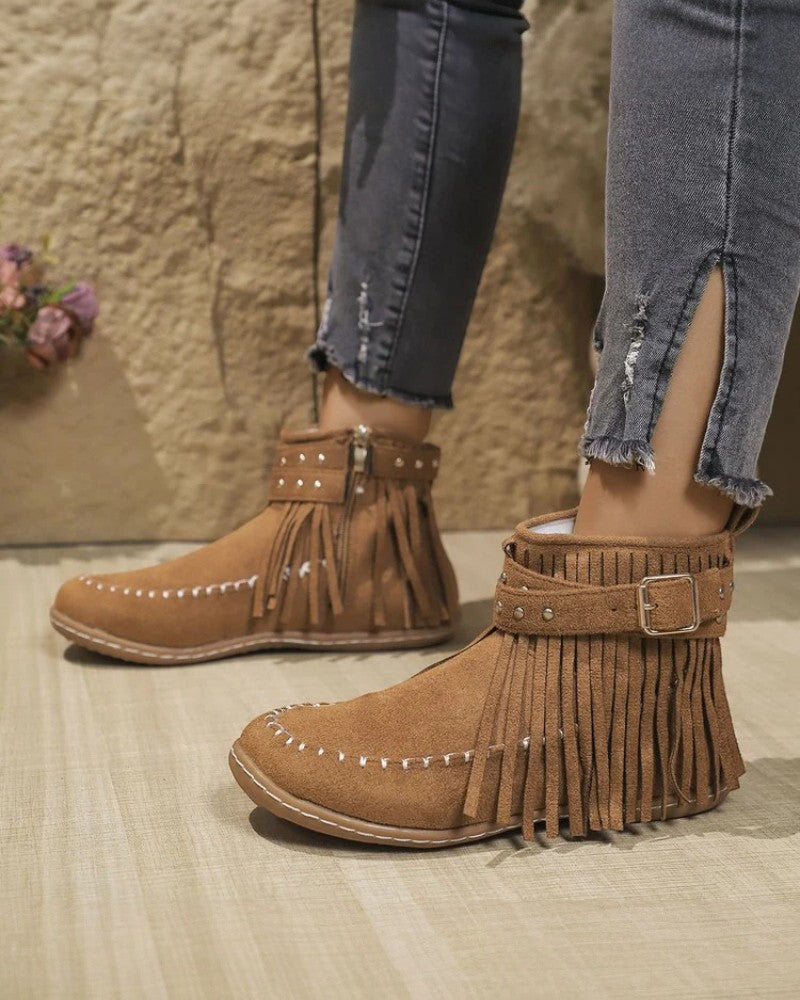 Elarova | Orthopädische Fransenstiefeletten für Damen