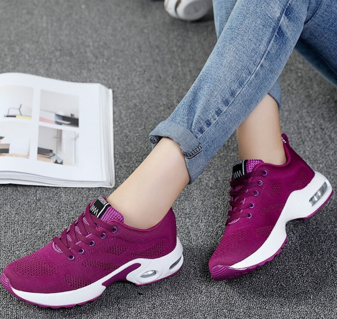 Elarova | Orthopädische Leichte, Atmungsaktive Sport Sneaker Für Damen Sportlicher Lässig Running Schuh Mit Air Cushion Sohle