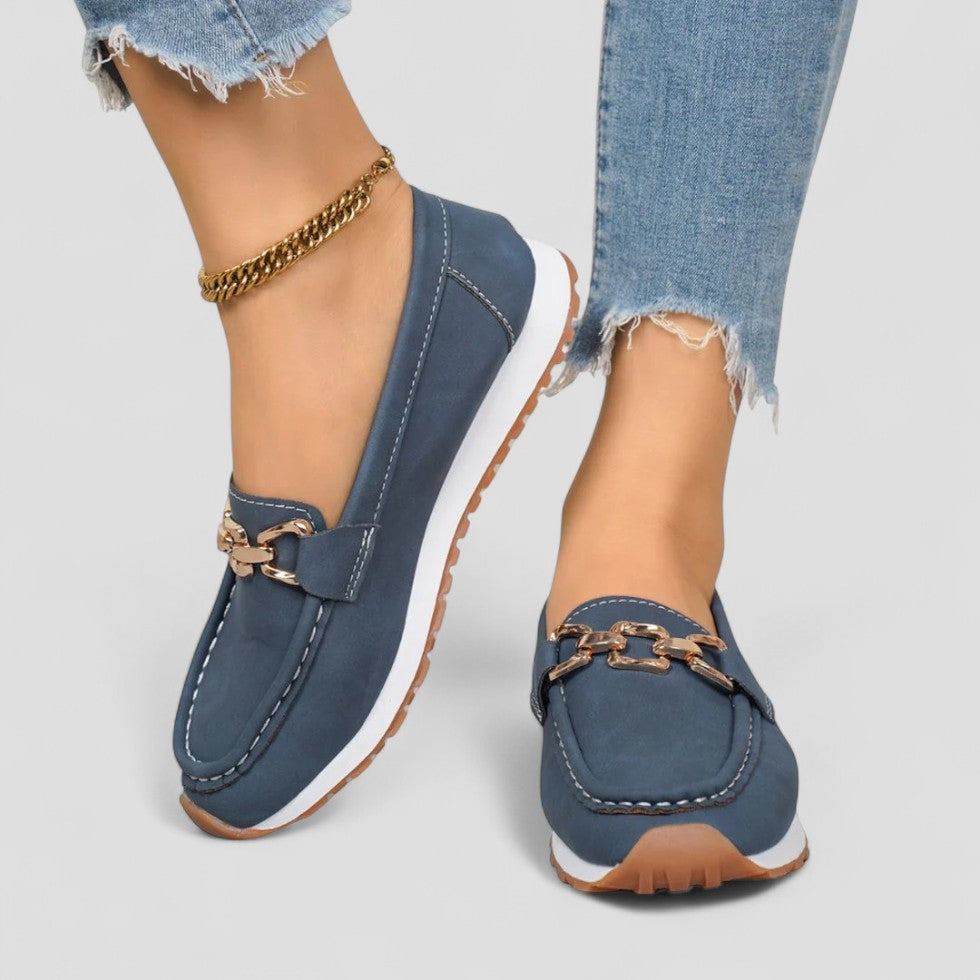 Elarova | Orthopädische Loafer aus Wildleder mit Kettendetail für Damen