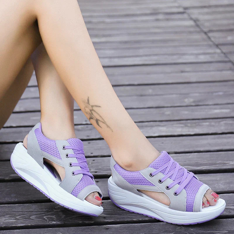 Elarova | Orthopädische Muffin-Sandalen mit Ausschnitt und Schnürung
