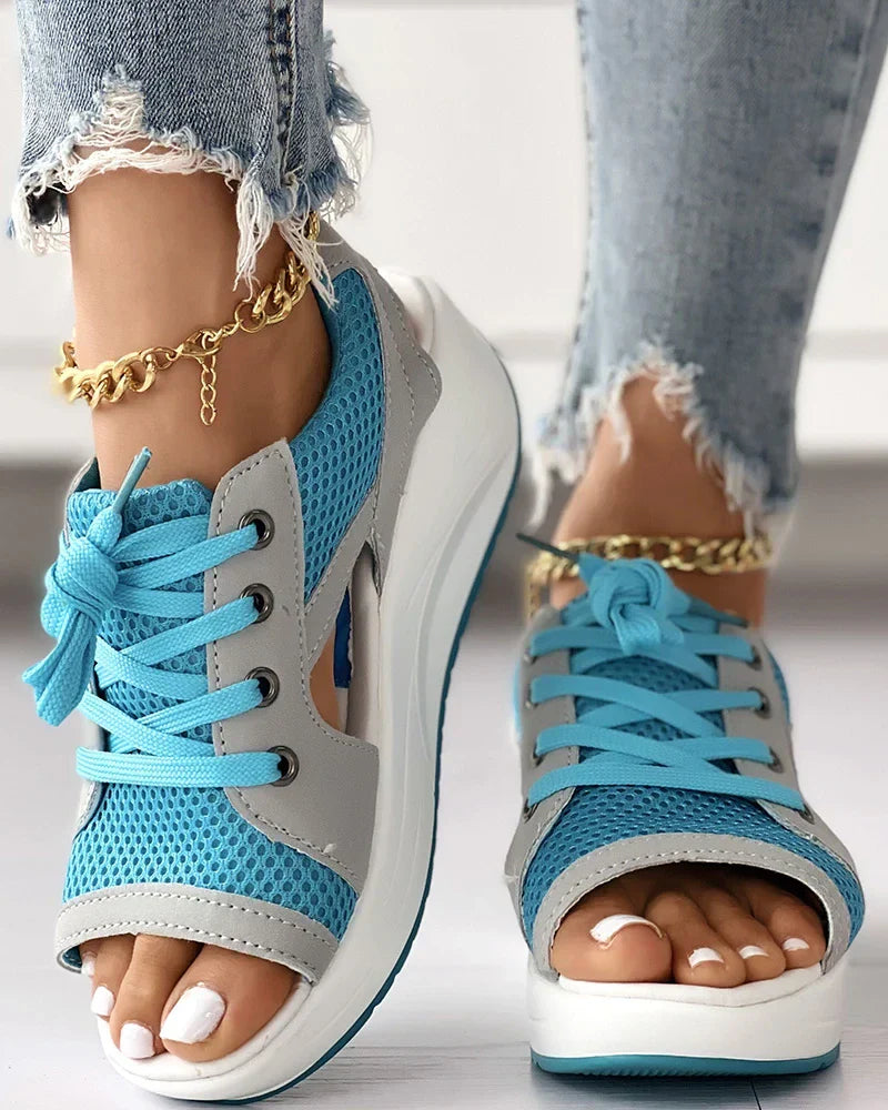 Elarova | Orthopädische Muffin-Sandalen mit Ausschnitt und Schnürung
