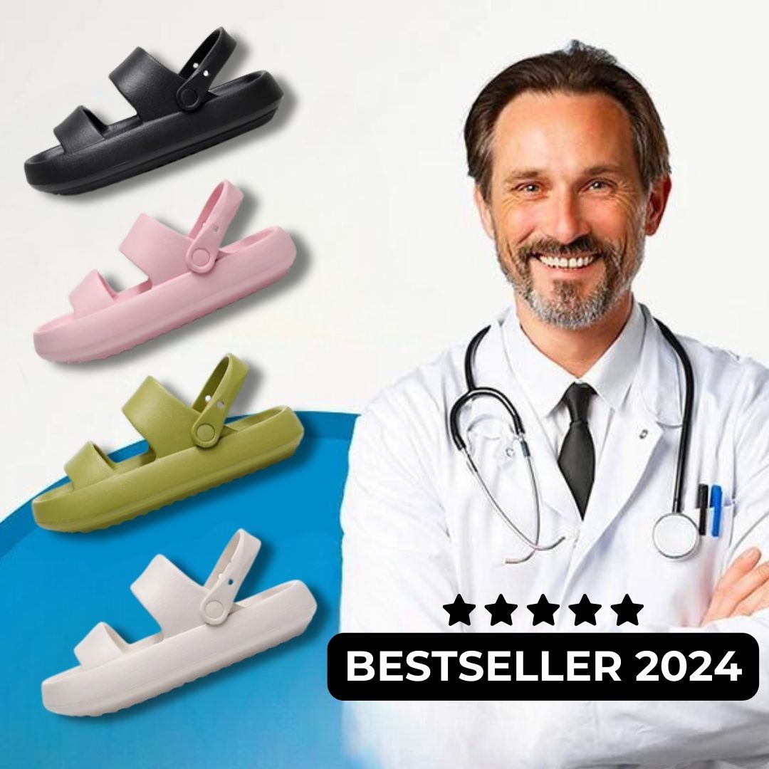 Elarova | Orthopädische Sandalen | Comfort Plus Pantoletten mit Doppelriemen | Gepolsterte, lässige SlipOnSandalen