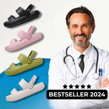 Elarova | Orthopädische Sandalen | Comfort Plus Pantoletten mit Doppelriemen | Gepolsterte, lässige SlipOnSandalen