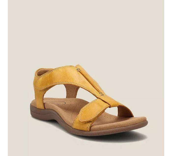 Elarova | Orthopädische Sandalen - Schwarz - Hochwertiges Leder mit Atmungsaktivem Mikrofaserfußbett