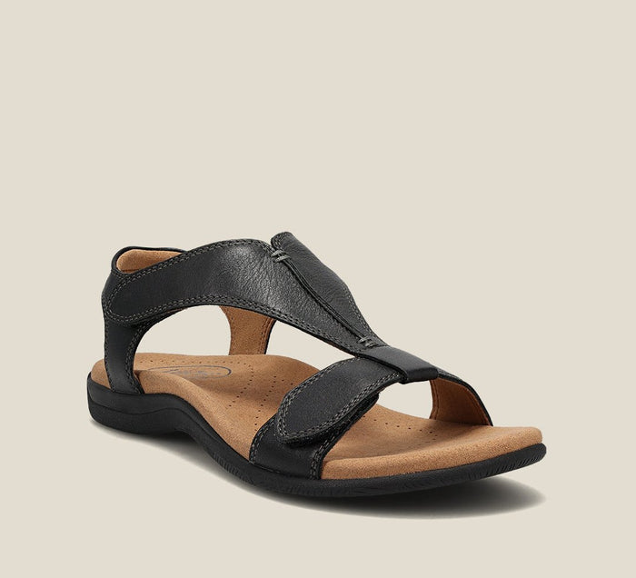 Elarova | Orthopädische Sandalen - Schwarz - Hochwertiges Leder mit Atmungsaktivem Mikrofaserfußbett