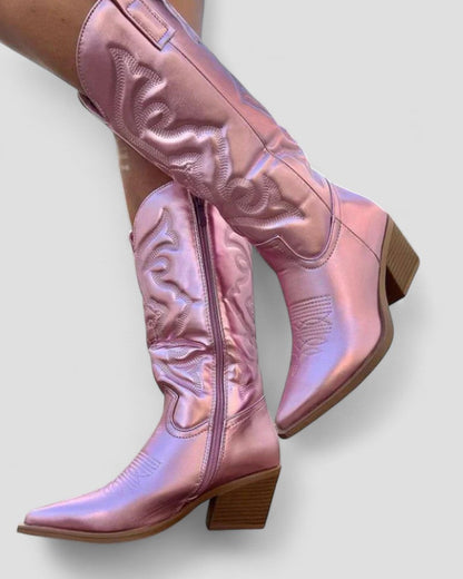 Elarova | Orthopädische Western-Cowboystiefel aus Metallic für Damen