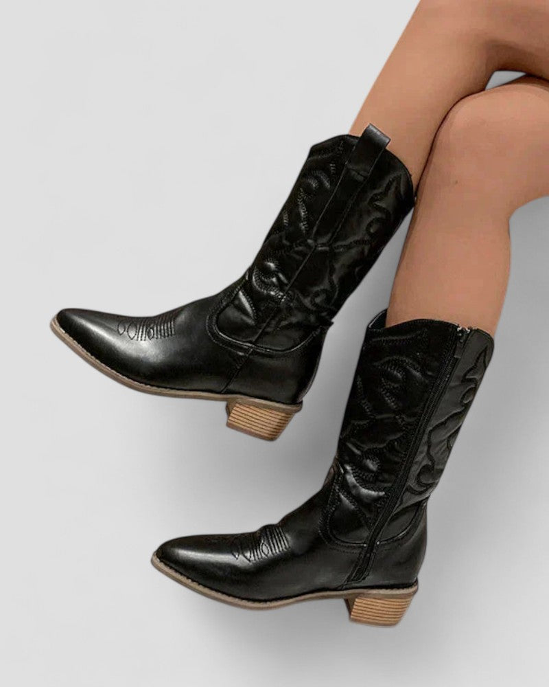 Elarova | Orthopädische Western-Cowboystiefel aus Metallic für Damen