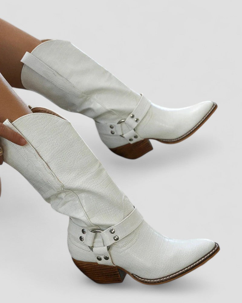 Elarova | Orthopädische Western-Cowboystiefel mit Kuhmuster für Damen