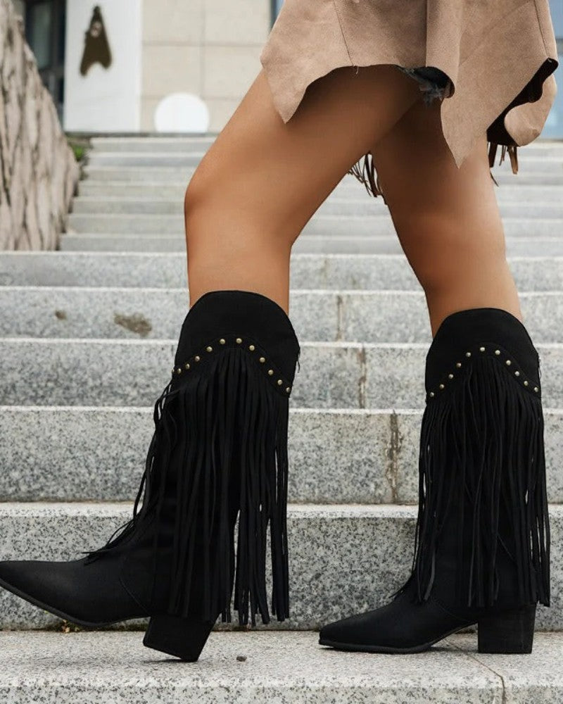 Elarova | Orthopädische Westernstiefel mit Fransen für Damen