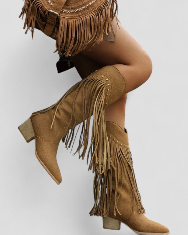 Elarova | Orthopädische Westernstiefel mit Fransen für Damen