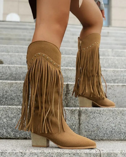 Elarova | Orthopädische Westernstiefel mit Fransen für Damen