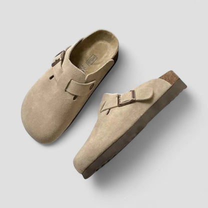 Elarova | Orthopädische Wildlederclogs mit Schnallenriemenfutter