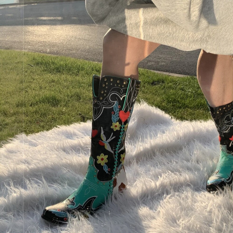 Elarova | Orthopädische bestickte Western-Cowboystiefel für Damen