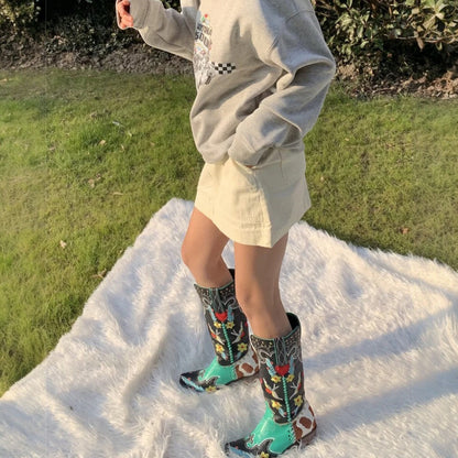 Elarova | Orthopädische bestickte Western-Cowboystiefel für Damen