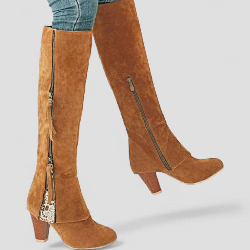 Elarova | Orthopädische kniehohe Stiefel mit Reißverschluss für Damen