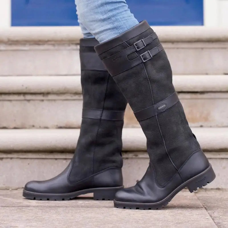 Elarova | OutdoorStiefel mit hohem Schaft und Schnallen LederRegenstiefel für Damen