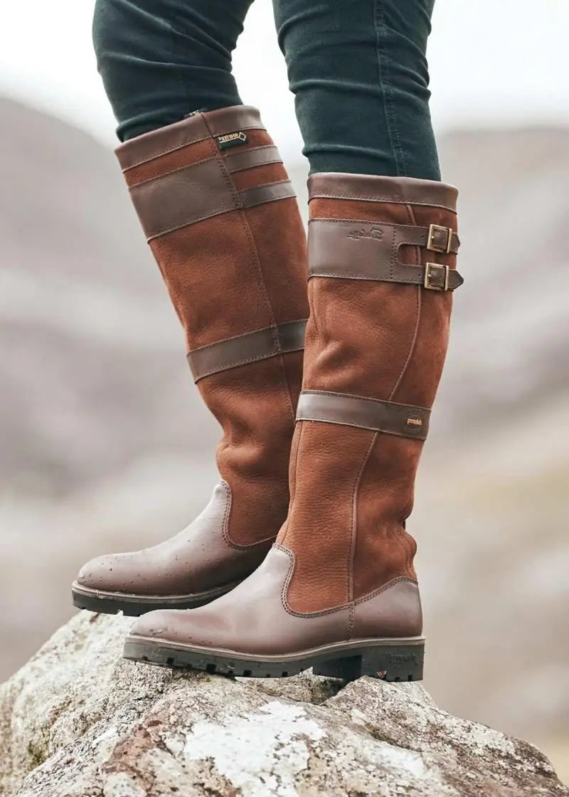 Elarova | OutdoorStiefel mit hohem Schaft und Schnallen LederRegenstiefel für Damen