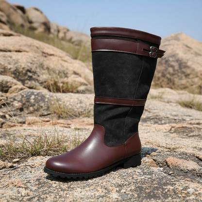 Elarova | OutdoorStiefel mit hohem Schaft und Schnallen LederRegenstiefel für Damen