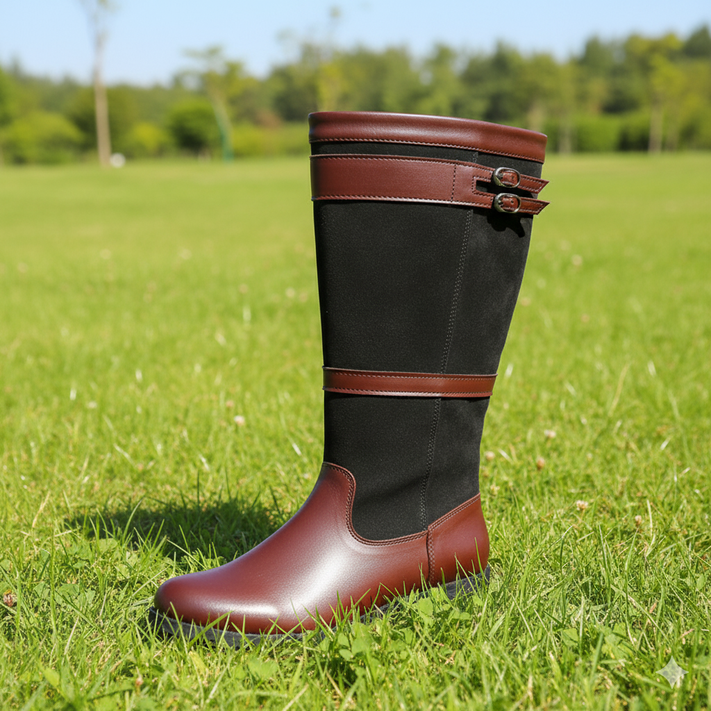 Elarova | OutdoorStiefel mit hohem Schaft und Schnallen LederRegenstiefel für Damen