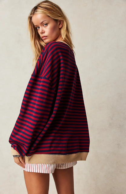 Elarova | Oversize Pullover mit farbenfrohen Streifen