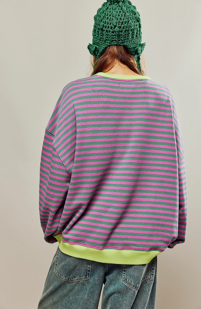 Elarova | Oversize Pullover mit farbenfrohen Streifen