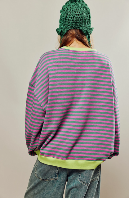 Elarova | Oversize Pullover mit farbenfrohen Streifen