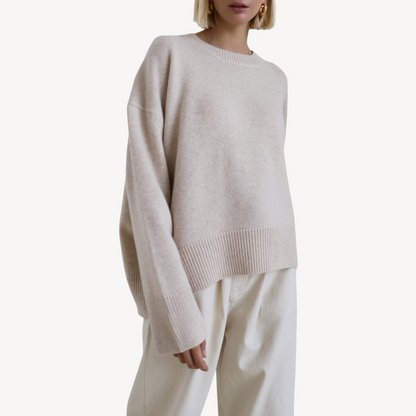 Elarova | Oversize-Strickpullover aus Wollmischung mit Rundhalsausschnitt für Damen
