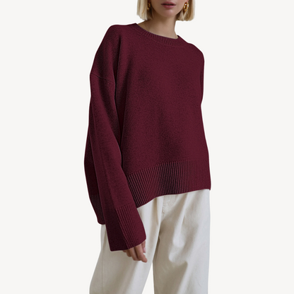 Elarova | Oversize-Strickpullover aus Wollmischung mit Rundhalsausschnitt für Damen