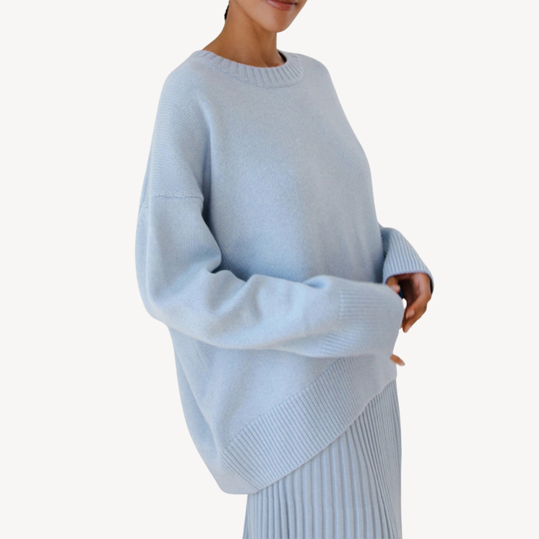 Elarova | Oversize-Strickpullover aus Wollmischung mit Rundhalsausschnitt für Damen
